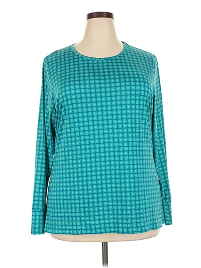 Pre-owned Lands' End Long Sleeve Blouse In Teal