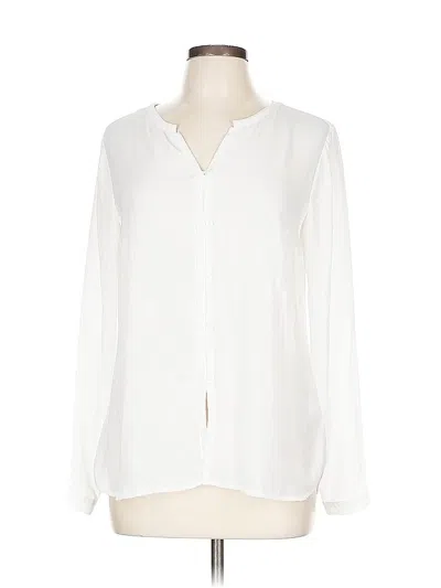 Pre-owned Lands' End Long Sleeve Blouse In White