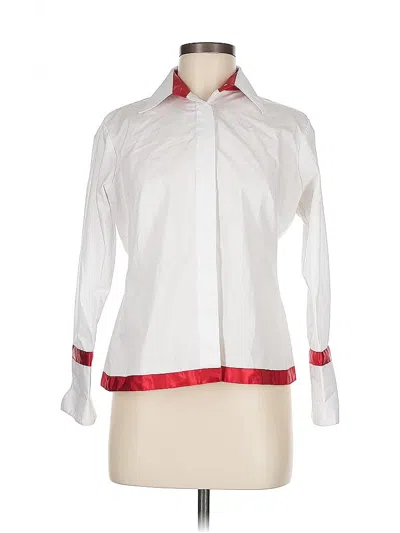 Pre-owned Lands' End Long Sleeve Blouse In White