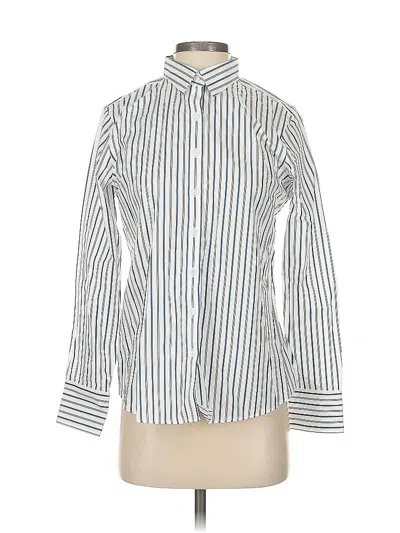 Pre-owned Lands' End Long Sleeve Blouse In White