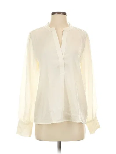 Pre-owned Lands' End Long Sleeve Blouse In White