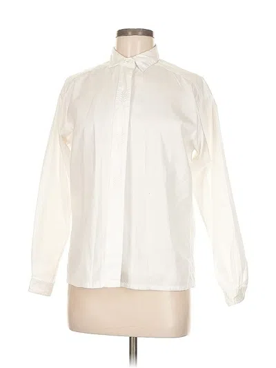 Pre-owned Lands' End Long Sleeve Blouse In White
