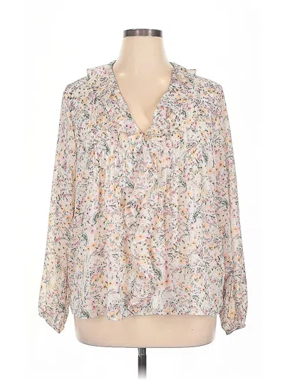 Pre-owned Lands' End Long Sleeve Blouse In White