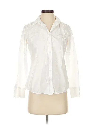 Pre-owned Lands' End Long Sleeve Blouse In White