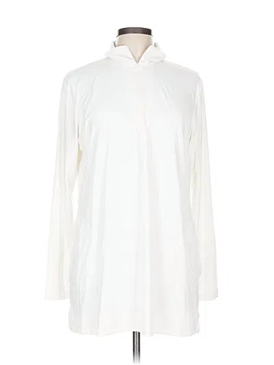 Pre-owned Lands' End Long Sleeve Blouse In White
