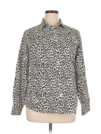 Pre-owned Lands' End Long Sleeve Blouse In White