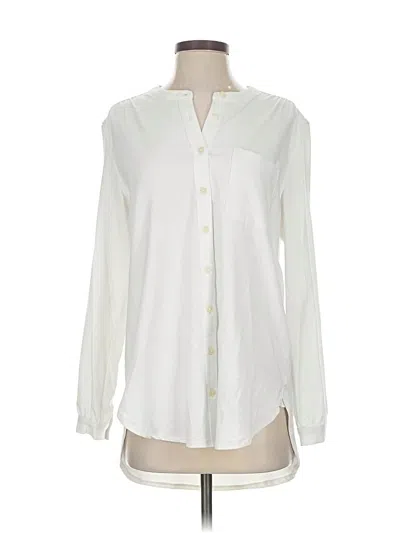 Pre-owned Lands' End Long Sleeve Blouse In White