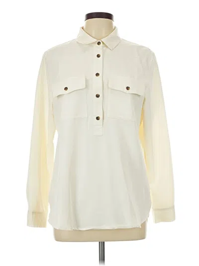 Pre-owned Lands' End Long Sleeve Blouse In White