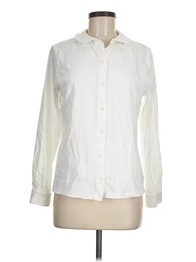 Pre-owned Lands' End Long Sleeve Blouse In White