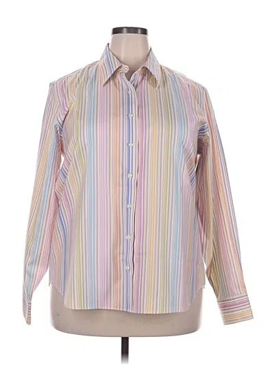 Pre-owned Lands' End Long Sleeve Blouse In White