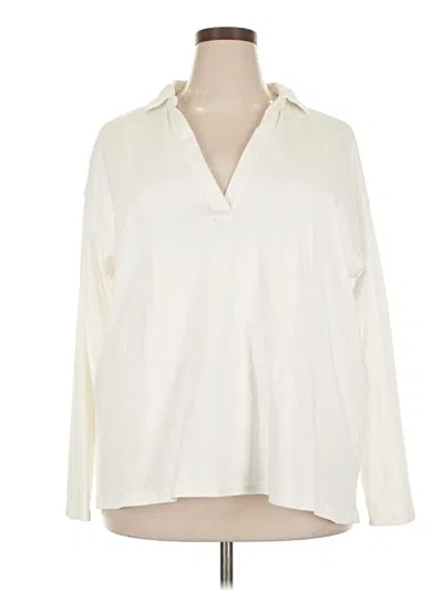 Pre-owned Lands' End Long Sleeve Blouse In White