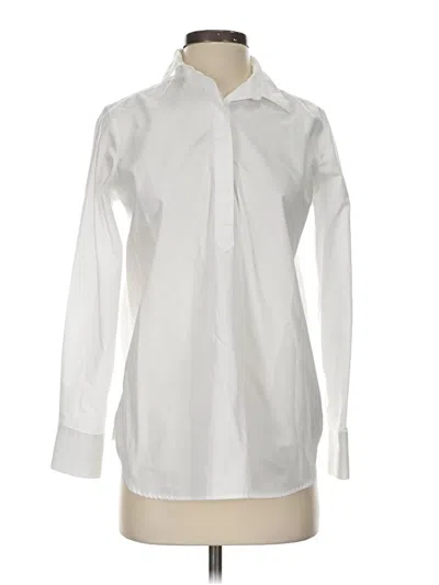 Pre-owned Lands' End Long Sleeve Blouse In White