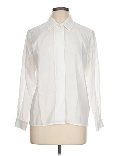 Pre-owned Lands' End Long Sleeve Blouse In White