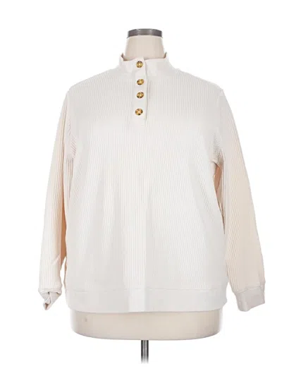 Pre-owned Lands' End Long Sleeve Blouse In White