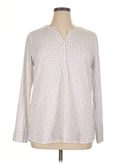 Pre-owned Lands' End Long Sleeve Blouse In White