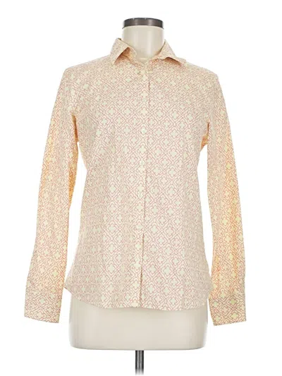 Pre-owned Lands' End Long Sleeve Blouse In White