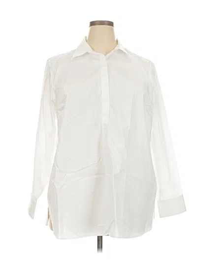 Pre-owned Lands' End Long Sleeve Blouse In White