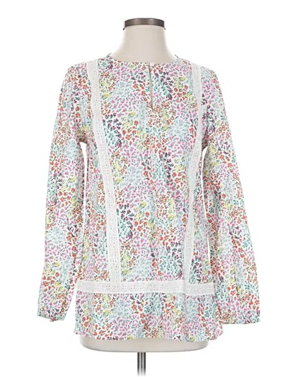 Pre-owned Lands' End Long Sleeve Blouse In White
