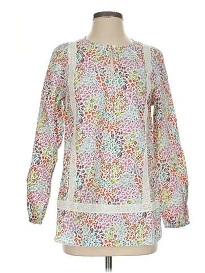 Pre-owned Lands' End Long Sleeve Blouse In White
