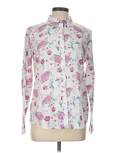 Pre-owned Lands' End Long Sleeve Blouse In White