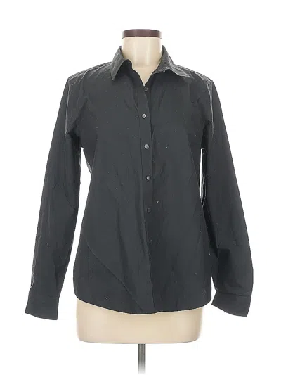Pre-owned Lands' End Long Sleeve Button Down Shirt In Black