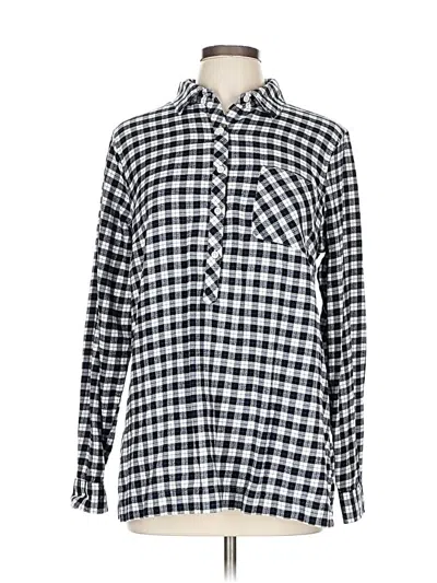 Pre-owned Lands' End Long Sleeve Button Down Shirt In Black