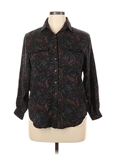 Pre-owned Lands' End Long Sleeve Button Down Shirt In Black