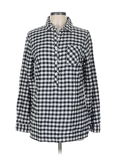 Pre-owned Lands' End Long Sleeve Button Down Shirt In Black
