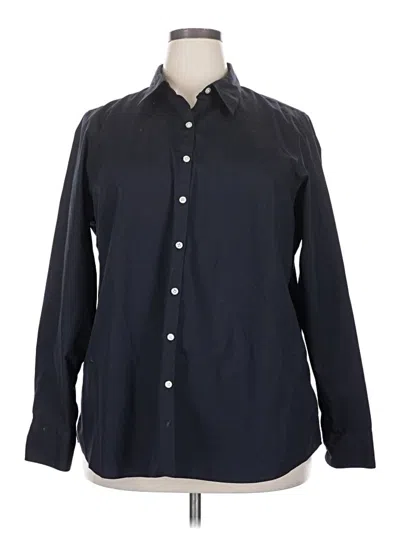 Pre-owned Lands' End Long Sleeve Button Down Shirt In Black