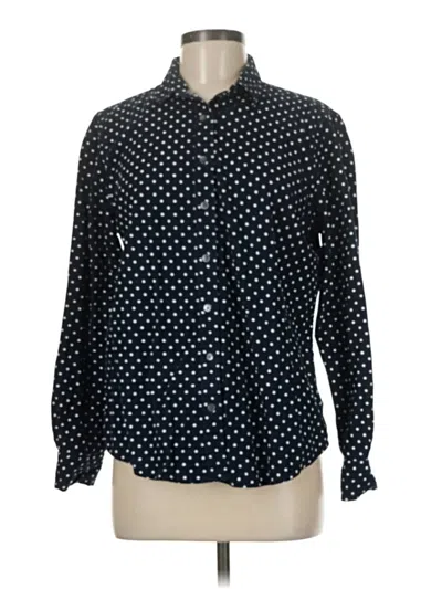 Pre-owned Lands' End Long Sleeve Button Down Shirt In Black