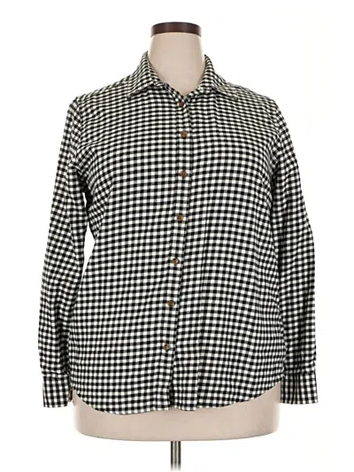 Pre-owned Lands' End Long Sleeve Button Down Shirt In Black