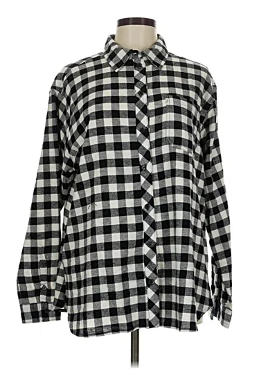 Pre-owned Lands' End Long Sleeve Button Down Shirt In Black