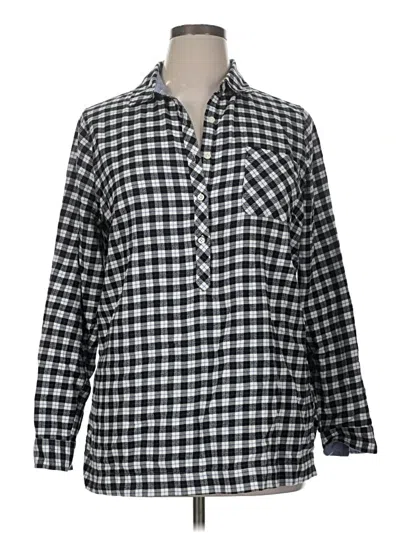 Pre-owned Lands' End Long Sleeve Button Down Shirt In Black