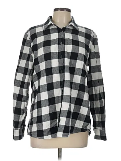 Pre-owned Lands' End Long Sleeve Button Down Shirt In Black