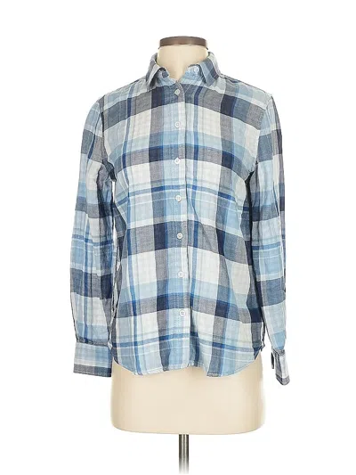 Pre-owned Lands' End Long Sleeve Button Down Shirt In Blue