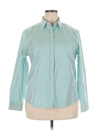 Pre-owned Lands' End Long Sleeve Button Down Shirt In Blue