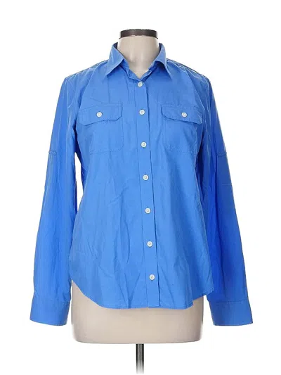 Pre-owned Lands' End Long Sleeve Button Down Shirt In Blue