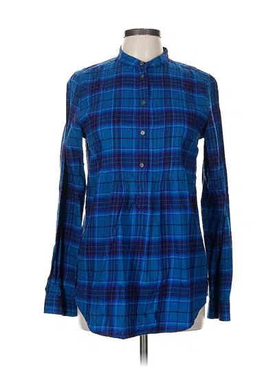 Pre-owned Lands' End Long Sleeve Button Down Shirt In Blue