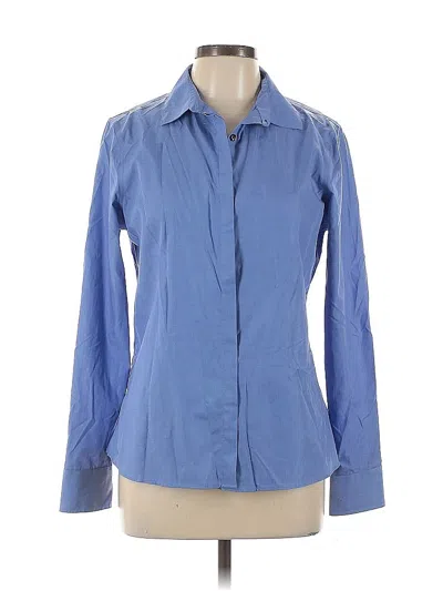 Pre-owned Lands' End Long Sleeve Button Down Shirt In Blue