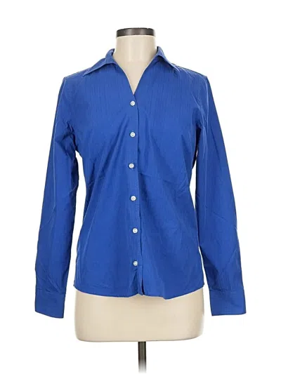 Pre-owned Lands' End Long Sleeve Button Down Shirt In Blue