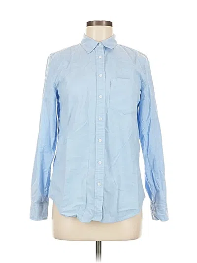 Pre-owned Lands' End Long Sleeve Button Down Shirt In Blue