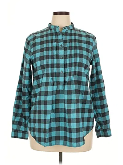 Pre-owned Lands' End Long Sleeve Button Down Shirt In Blue
