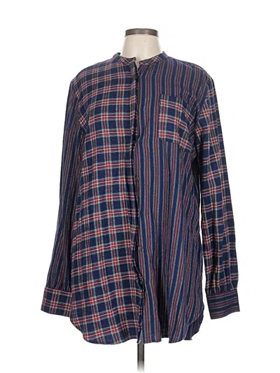 Pre-owned Lands' End Long Sleeve Button Down Shirt In Blue