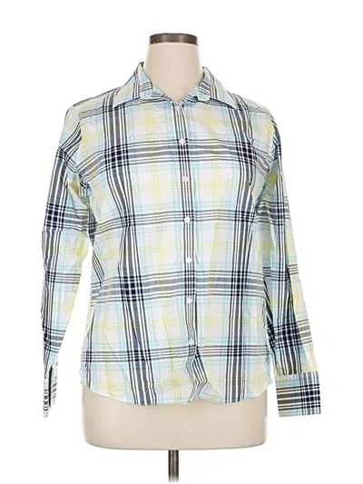 Pre-owned Lands' End Long Sleeve Button Down Shirt In Blue