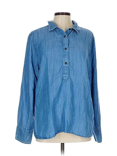 Pre-owned Lands' End Long Sleeve Button Down Shirt In Blue