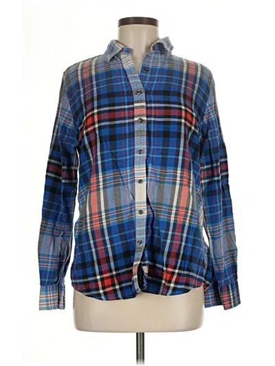 Pre-owned Lands' End Long Sleeve Button Down Shirt In Blue