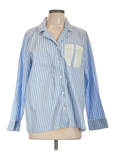 Pre-owned Lands' End Long Sleeve Button Down Shirt In Blue