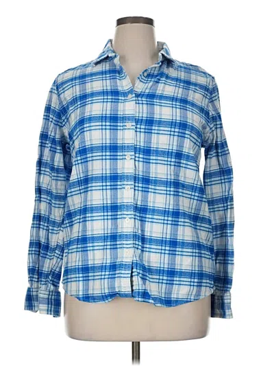 Pre-owned Lands' End Long Sleeve Button Down Shirt In Blue