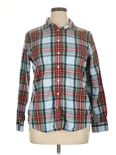 Pre-owned Lands' End Long Sleeve Button Down Shirt In Blue