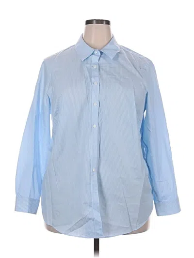 Pre-owned Lands' End Long Sleeve Button Down Shirt In Blue